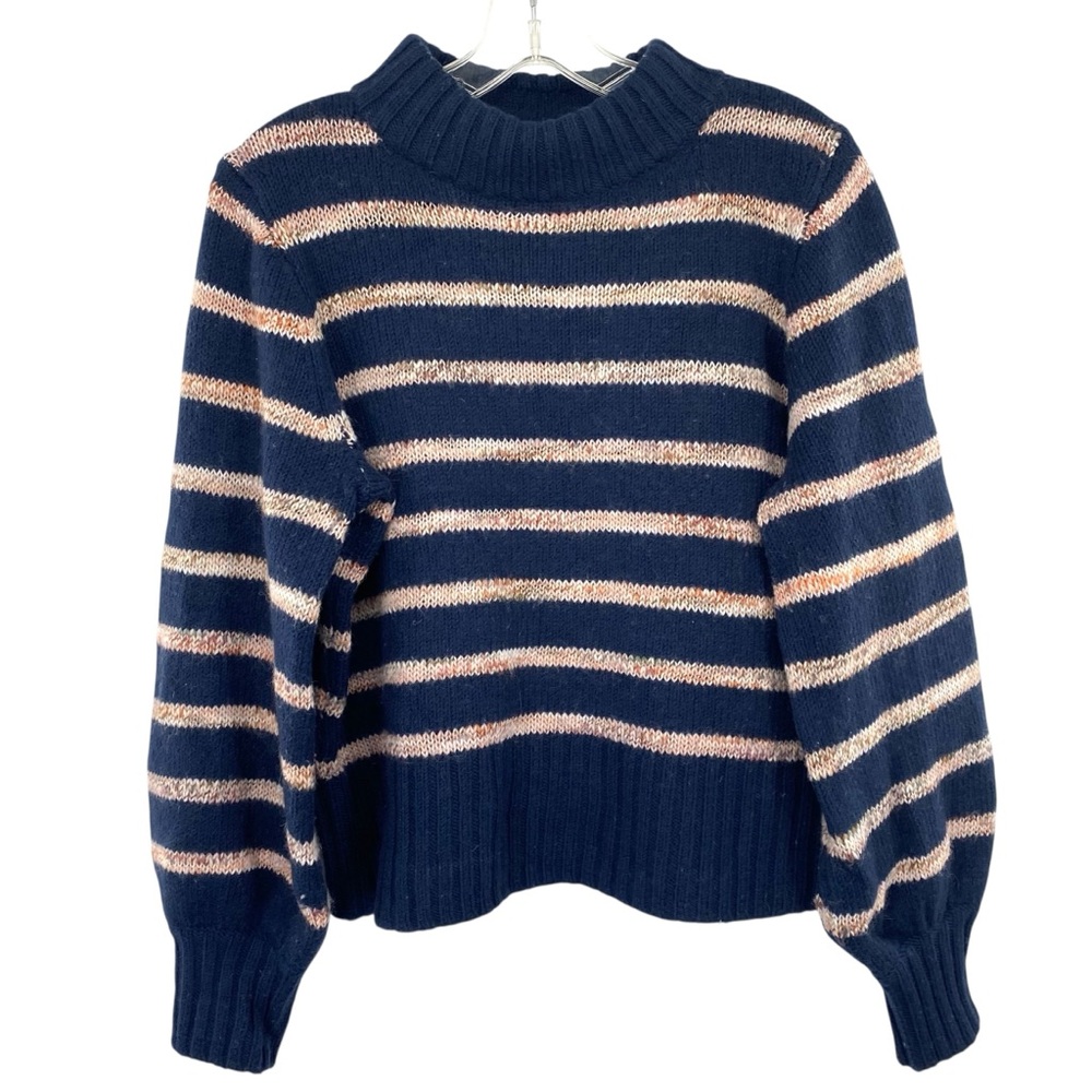 Madewell Striped Metcalf Mockneck Wool Blend Knit Sweater - Picture 3 of 6